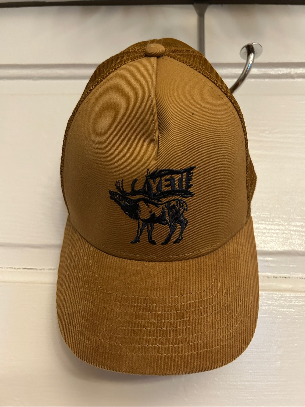 Yeti Brown Mesh Corduroy Trucker Hat with Elk Logo
